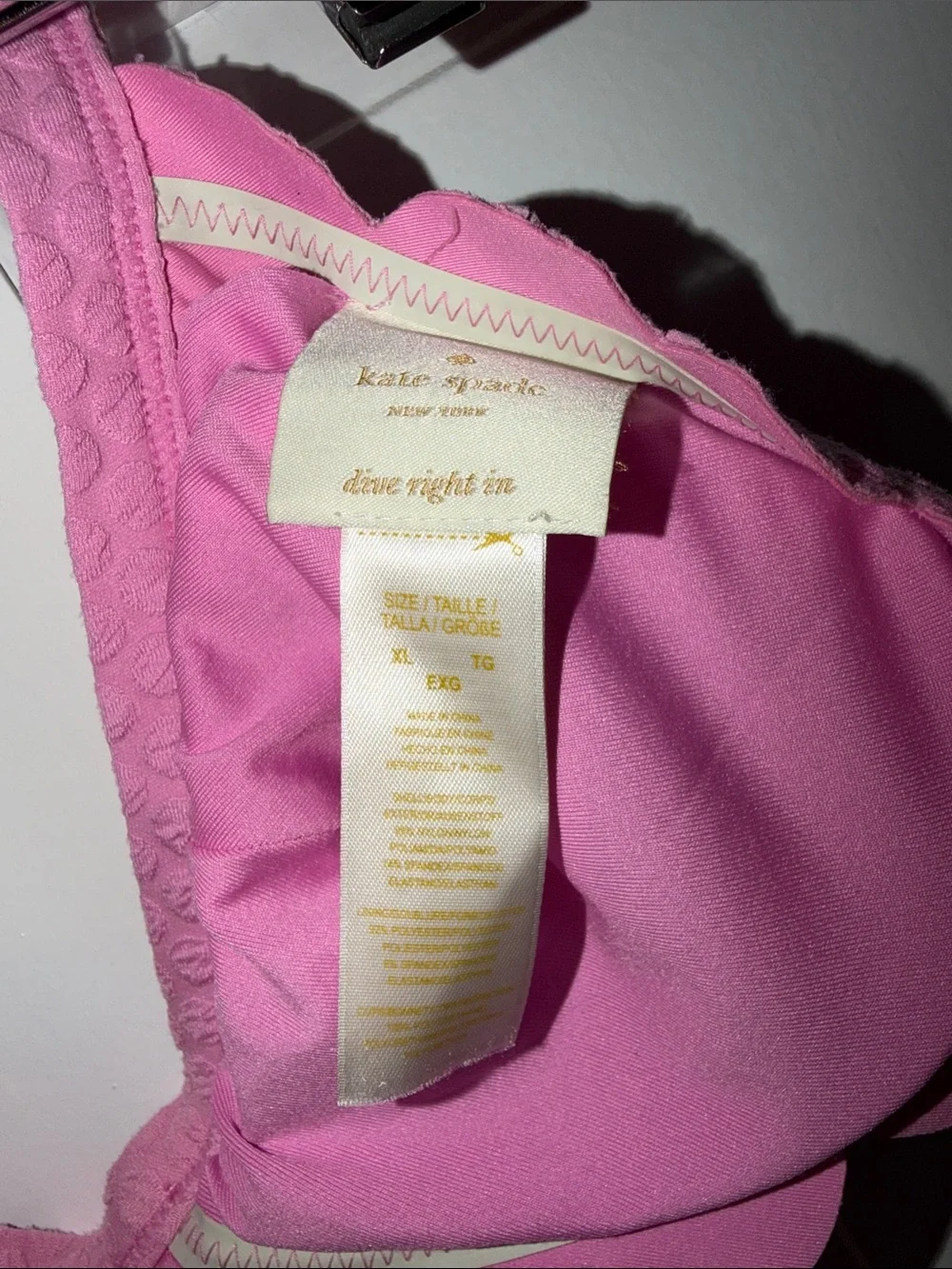 kate spade Pink Textured Scalloped Halter Bikini Top